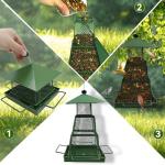 OUISJYER Green Metal Bird Feeder – Squirrel-Resistant Hanging Feeder with 4 Perches | Large Seed Capacity, 360° Mesh for Backyard & Garden