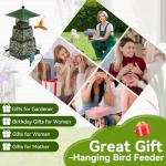 OUISJYER Green Metal Bird Feeder – Squirrel-Resistant Hanging Feeder with 4 Perches | Large Seed Capacity, 360° Mesh for Backyard & Garden