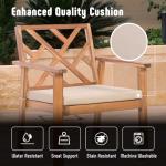 Werph 3 Piece Outdoor Patio Furniture Set, Wooden Conversation Patio Set with Padded Cushion Chairs and Coffee Table, Acacia Wood Lounge Conversation Set for Porch Balcony Deck Backyard