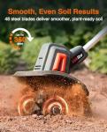 Cordless Tiller Cultivator for Gardening, 360 RPM Electric Garden Rototiller with 48 Steel Tines, 9 Inch Tilling Width & 7 Inch Depth, 21V Battery Powered Small Tiller for Soil/Cultivating/Lawn/Garden