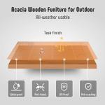 Werph 3 Piece Outdoor Patio Furniture Set, Wooden Conversation Patio Set with Padded Cushion Chairs and Coffee Table, Acacia Wood Lounge Conversation Set for Porch Balcony Deck Backyard