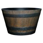 Classic Home & Garden Whiskey Barrel Planters - Wood Finish Flower Planter Pot - Stylish Garden Pots - Indoor & Outdoor Resin Planters - Weather-Resistant Planting Pot (20.5" Kentucky Walnut, 1- Pack)