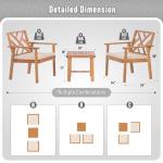 Werph 3 Piece Outdoor Patio Furniture Set, Wooden Conversation Patio Set with Padded Cushion Chairs and Coffee Table, Acacia Wood Lounge Conversation Set for Porch Balcony Deck Backyard