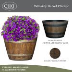Classic Home & Garden Whiskey Barrel Planters - Wood Finish Flower Planter Pot - Stylish Garden Pots - Indoor & Outdoor Resin Planters - Weather-Resistant Planting Pot (20.5" Kentucky Walnut, 1- Pack)