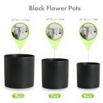 Meowell 8/7/6 inch Plant Pots, 3 Set Cylinder Flower Pots for Outdoor Indoor Plants, Decorative Plastic Planters with Drainage Holes and Saucers for Garden House Plants, Black