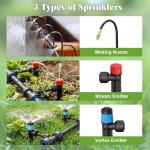 Drip Irrigation Kit for Garden, Automatic Plant Watering System with Quick Connect Fittings, Water Saving Irrigation Tubing Hose and Accessories for Yard, Greenhouse, Lawn & Raised Bed (60FT)