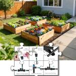 Drip Irrigation Kit for Garden, Automatic Plant Watering System with Quick Connect Fittings, Water Saving Irrigation Tubing Hose and Accessories for Yard, Greenhouse, Lawn & Raised Bed (60FT)