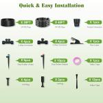 Drip Irrigation Kit for Garden, Automatic Plant Watering System with Quick Connect Fittings, Water Saving Irrigation Tubing Hose and Accessories for Yard, Greenhouse, Lawn & Raised Bed (60FT)