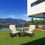 LEVELEVE 3 pcs Rocking Bistro Set Conversation Chairs PE Wicker Outdoor Rocking Chairs & Glass Table,for Porch Lawn Garden Backyard Deck(Rocking Set,Khaki)