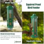 Squirrel Proof Bird Feeders with Removable Base, Metal Wild Bird Feeder for Outdoors Hanging, 6 Weight-Activated Ports Perches, 3LB Seed Capacity(Green)