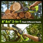 Mini Chainsaw Cordless, 8 Inch & 6 Inch Electric Chainsaw Battery Powered, 1000W Brushless Handheld Power Chain Saw with 2 Batteries, Small Tree Saw for Branch Trimming Wood Cutting