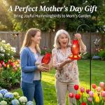 Fchstaer Glass Hummingbird Feeders for Outdoors Hanging Ant and Bee Proof 16OZ 2 Pack Red Pineapple Humming Bird Feeder with 6 Feeding Ports and Ant Moat Hummingbird Gifts for Women Garden Decor