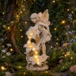 Ovewios Angel Garden Statue Outdoor, Solar Powered Resin Garden Sculptures Fairy Angel Statues Waterproof LED Lights Yard Art Decorations for Outside Patio Lawn Ornament Gardening Gifts