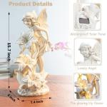 Ovewios Angel Garden Statue Outdoor, Solar Powered Resin Garden Sculptures Fairy Angel Statues Waterproof LED Lights Yard Art Decorations for Outside Patio Lawn Ornament Gardening Gifts