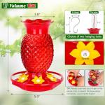 Fchstaer Glass Hummingbird Feeders for Outdoors Hanging Ant and Bee Proof 16OZ 2 Pack Red Pineapple Humming Bird Feeder with 6 Feeding Ports and Ant Moat Hummingbird Gifts for Women Garden Decor
