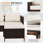 Shintenchi 3-Piece Outdoor Patio Furniture Sets, Wicker Patio Conversation Sets, All Weather Wicker Rattan Patio Seating Sofas with Glass Coffee Table and Cushion, Beige