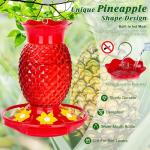 Fchstaer Glass Hummingbird Feeders for Outdoors Hanging Ant and Bee Proof 16OZ 2 Pack Red Pineapple Humming Bird Feeder with 6 Feeding Ports and Ant Moat Hummingbird Gifts for Women Garden Decor