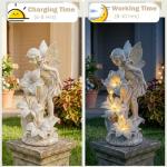 Ovewios Angel Garden Statue Outdoor, Solar Powered Resin Garden Sculptures Fairy Angel Statues Waterproof LED Lights Yard Art Decorations for Outside Patio Lawn Ornament Gardening Gifts