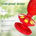 Fchstaer Glass Hummingbird Feeders for Outdoors Hanging Ant and Bee Proof 16OZ 2 Pack Red Pineapple Humming Bird Feeder with 6 Feeding Ports and Ant Moat Hummingbird Gifts for Women Garden Decor