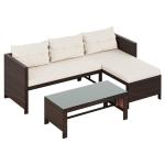 Shintenchi 3-Piece Outdoor Patio Furniture Sets, Wicker Patio Conversation Sets, All Weather Wicker Rattan Patio Seating Sofas with Glass Coffee Table and Cushion, Beige