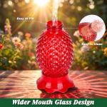 Fchstaer Glass Hummingbird Feeders for Outdoors Hanging Ant and Bee Proof 16OZ 2 Pack Red Pineapple Humming Bird Feeder with 6 Feeding Ports and Ant Moat Hummingbird Gifts for Women Garden Decor