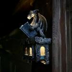 Garden Dragon Statue Tree Hugger Solar Powered Outdoor Figurine Wall Hanging Decor Cute and Reading Magic Book Resin Sculpture Home Decoration Porch Patio Lawn Farm Yard Housewarming Ornament Gift