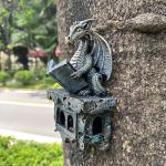 Garden Dragon Statue Tree Hugger Solar Powered Outdoor Figurine Wall Hanging Decor Cute and Reading Magic Book Resin Sculpture Home Decoration Porch Patio Lawn Farm Yard Housewarming Ornament Gift