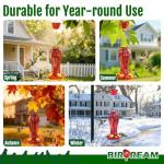 Birdream Glass Hummingbird Feeder for Outdoors, 18oz Hanging Hummingbird Feeder with 5 Feeding Ports & Built-in Ant Moat, for Garden Patio Backyard, Gifts for Women Mom, All Red