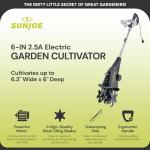 Sun Joe Corded Electric Garden Cultivator with Steel Blades, 6.3-Inch Wide Path, 2.5-Amp Motor - Heavy-Duty Cultivating Machine for Soil Prep, Lawn & Garden Maintenance, TJ599E