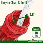 Birdream Glass Hummingbird Feeder for Outdoors, 18oz Hanging Hummingbird Feeder with 5 Feeding Ports & Built-in Ant Moat, for Garden Patio Backyard, Gifts for Women Mom, All Red