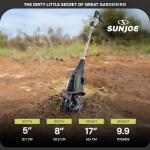 Sun Joe Corded Electric Garden Cultivator with Steel Blades, 6.3-Inch Wide Path, 2.5-Amp Motor - Heavy-Duty Cultivating Machine for Soil Prep, Lawn & Garden Maintenance, TJ599E