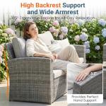 Wisteria Lane Patio Furniture Set, Wicker Outside Outdoor Furniture for All Weather, Patio Sofa with High Backrest Support and Wide Armrest for Backyard, Balcony, Deck, Porch, Light Gray