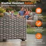 Wisteria Lane Patio Furniture Set, Wicker Outside Outdoor Furniture for All Weather, Patio Sofa with High Backrest Support and Wide Armrest for Backyard, Balcony, Deck, Porch, Light Gray