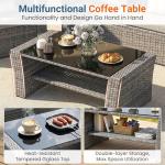 Wisteria Lane Patio Furniture Set, Wicker Outside Outdoor Furniture for All Weather, Patio Sofa with High Backrest Support and Wide Armrest for Backyard, Balcony, Deck, Porch, Light Gray