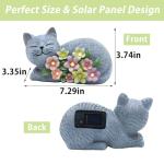 LEAESMHR Solar Cat Outdoor Statue, Resin Solar Cat Lights with Flower for Outside, Garden Cats Figurine for Lawn Porch Yard Art - Birthday Gifts for Mom Grandma Women