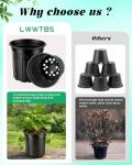 LWWTBS 1 Gallon Plastic Plant Nursery Pot/Pots 65pcs Seedlings Flower Plant Container Seed Starting Pots Flexible Thickened Soft Plastic Garden Seedling Pot with Holes