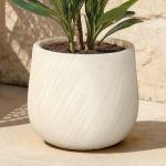 LuxenHome 14" Dia Large Plant Pot with Drainage, Texutred RoundPlanter Pot for Indoor and Outdoor Plants