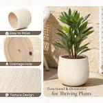 LuxenHome 14" Dia Large Plant Pot with Drainage, Texutred RoundPlanter Pot for Indoor and Outdoor Plants