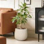 LuxenHome 14" Dia Large Plant Pot with Drainage, Texutred RoundPlanter Pot for Indoor and Outdoor Plants