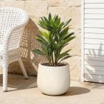 LuxenHome 14" Dia Large Plant Pot with Drainage, Texutred RoundPlanter Pot for Indoor and Outdoor Plants
