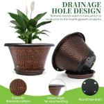 Quarut 12 Inch Pots for Plants,4 Pack Large Flower Pots with Drainage Hole & Saucer,Modern Planters for Indoor Outdoor Plants,Decorative Resin Garden Pots Brown