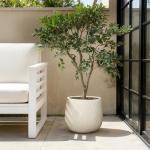 LuxenHome 14" Dia Large Plant Pot with Drainage, Texutred RoundPlanter Pot for Indoor and Outdoor Plants