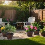 Quarut 12 Inch Pots for Plants,4 Pack Large Flower Pots with Drainage Hole & Saucer,Modern Planters for Indoor Outdoor Plants,Decorative Resin Garden Pots Brown