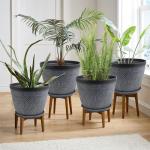 Quarut 4 Pack 15 Inch Large Planter Pot for Plants Outdoor Indoor, Plastic Flower Pots with Drainage Hole & Saucer, Modern Decorative Medium Large Plant Garden Pot, Plant Container for House (Gray)