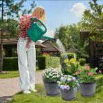 Quarut 4 Pack 15 Inch Large Planter Pot for Plants Outdoor Indoor, Plastic Flower Pots with Drainage Hole & Saucer, Modern Decorative Medium Large Plant Garden Pot, Plant Container for House (Gray)