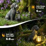 Lyeasw Solar Dog Statues with Lantern – 8.4 inch Waterproof Outdoor Dog Decor for Garden, Yard & Porch, Auto On/Off Solar Light, Gift for Mom & Dog Lovers, Dog Memorial Gifts