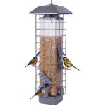 Squirrel Proof Bird Feeder, Metal Mesh Bird Feeder for Outside, Large Capacity and 4 Ports Perches (Silver Gray)