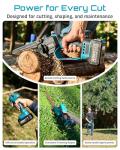 SEESII Cordless Pole Chainsaw, Hedge Trimmer, Pruning Shears, 4000mAh Battery Powered Extendable Garden Tool Kit for Outdoor Use, Electric Long Reach Saw, Hedge and Grass Trimmer, Pruner for Yard Care