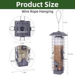 Squirrel Proof Bird Feeder, Metal Mesh Bird Feeder for Outside, Large Capacity and 4 Ports Perches (Silver Gray)