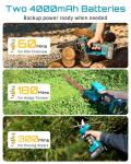 SEESII Cordless Pole Chainsaw, Hedge Trimmer, Pruning Shears, 4000mAh Battery Powered Extendable Garden Tool Kit for Outdoor Use, Electric Long Reach Saw, Hedge and Grass Trimmer, Pruner for Yard Care